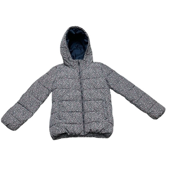 GAP Girls Navy Floral Full Zip PRIMALOFT Puffer Coat Girls Winter Skiing XL - Picture 1 of 10